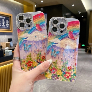 Custodia in morbido TPU con fiore di diamanti di lusso per <span class=keywords><strong>iPhone</strong></span> 16 Plus 15 Pro 14 Pro Max 13 Mini 12 11 Bling Girls <span class=keywords><strong>arcobaleno</strong></span> <span class=keywords><strong>Cover</strong></span> del telefono - Product Image 2