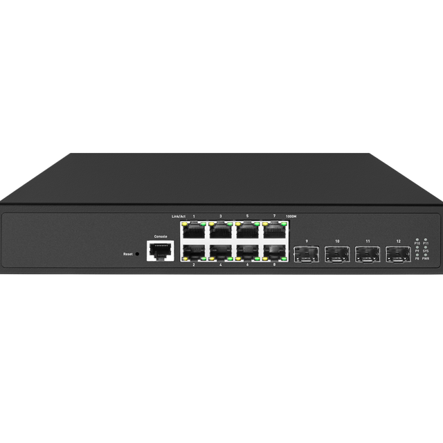 L3 SNMP Managed PoE Switch 8xGigabit PoE 4x10G SFP+ VLAN QoS for IP Camera