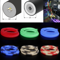 Tube Néon Flexible LED Noir Lumineux 360°, Contrôlable par DMX, Personnalisable, Tous les Composants Noirs