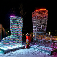 Lumières LED en forme de botte de Noël, motif botte du Père Noël, décoration de Noël extérieure imperméable