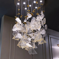 Lustre de Plafond en Cristal Loft Moderne pour Escalier Salon Lustre Suspendu en Cristal de Luxe Moderne Villa Hôtel Fleur