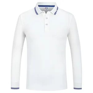 Magliette Polo a maniche lunghe in cotone di colore puro morbido ad alta purezza personalizzate di vendita calda