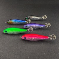 Appât Vivant Lumineux UV de 5 cm et 59 g, Style Calamar, Queue Luminescente, Type Poisson, Style Crevette en Bois avec Hameçons