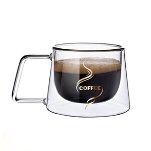 Tazas de café <span class=keywords><strong>con</strong></span> aislamiento para el desayuno, taza de vidrio Espresso, doble pared, elegante, <span class=keywords><strong>con</strong></span> mango, 3 oz - Product Image 1