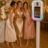 Machine de photomaton de mariage ovale avec colonne, multiprise intégrée pour iPad et appareil photo, et anneau lumineux LED à louer