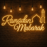 Enseigne néon LED personnalisée Ramadan Mubarak, enseigne lumineuse Ramadan Kareem, néon flexible 3D en forme de mosquée pour la décoration murale de fête musulmane
