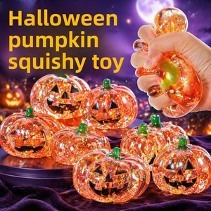 Bonbons mous fantaisie en forme de tête de citrouille d'Halloween, jouet anti-stress créatif et scintillant à base de maltose - Product Image 5