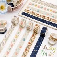 OEM Kundenspezifisch Bedrucktes Designer Kawaii Sortiertes Muster Goldfolie Vintage Blumen Botanisches Washi Papier Masking Tape