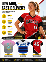 Maßgeschneiderte Softball-Uniformen für Damen Sublimationsdruck Tackle-Twill-Stickerei 10 Stück MOQ Premium Atmungsaktiv Feuchtigkeitsableitend 100% Polyester