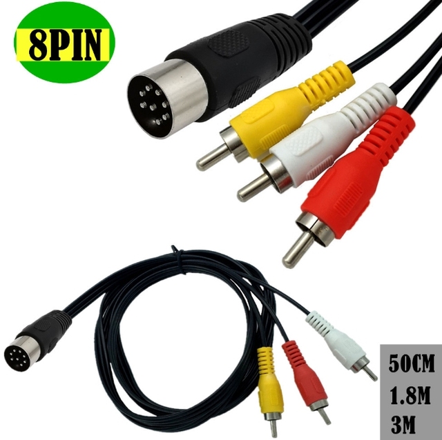 Wholesale Din 8 Pin to 3 RCA Cable 8Pin Din Male Plug to 3RCA Male Audio Adapter Cable for Musical Instrument Audio Equipment