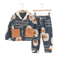 Cardigan per bambini loungewear pigiama suit maschio femmina bambini cartoon cotton sleepwear bambini indoor warm risvolto pigiama set