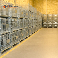 Conteneur de stockage industriel pliable en fil métallique, empilable, en acier, pour entrepôt, haute capacité de charge 800 kg, avec grille métallique