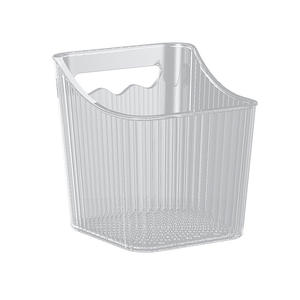 Caja de almacenamiento rectangular transparente para escritorio con diseño de rayas, fácil de limpiar, soporte para cepillos de dientes para baño, tamaño grande, 110g - Product Image 1