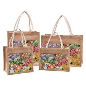 Bolsas de Compras de Yute Grandes Personalizables al por Mayor, Bolsas de Hombro de Ratán con Impresión en Blanco - Product Image 1
