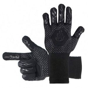 Hot Sell High Temperature Resistance <b>Silicone</b> Cotton BBQ <b>Gloves</b> Oven Mitts Fireproof Barbecue Heat Insulation Eco-Friendly - Product Image 3