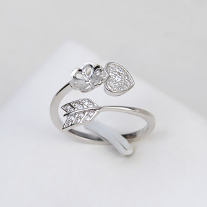 Anillo Abierto de Plata de Ley S925 Wenchi para Mujer, Diseño de Flecha de Cupido, Joyería de Perlas DIY, Incrustaciones de Garras, Talla 8-9, Chapado en Oro Rosa, Accesorio de 18 Pulgadas - Product Image 2