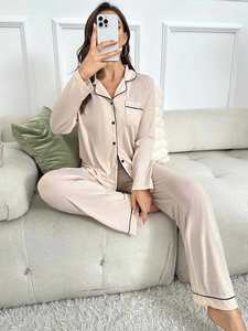 Ensemble de lingerie pour femmes en soie de luxe décontractée pour dormir, 2 pièces, pyjama en satin - Product Image 3