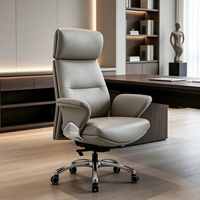 Fauteuil de bureau pivotant en cuir élégant à dossier haut, de luxe moderne - Chaise de direction rembourrée haut de gamme pour réunions et projets de bureau
