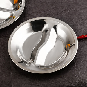 Stainless Steel Two Compartment Plate 24Cm For Snack Fruit Lunch Kids School Canteen Use Microwave Safe - Product Image 4