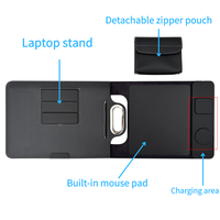 Housse pour ordinateur portable en cuir PU 16 pouces avec support de charge sans fil intégré, tapis de souris, sac de charge multi-appareils