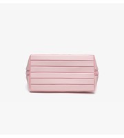 Trousse de Toilette de Voyage Grande Capacité à Rayures Horizontales en PU avec Fermeture Éclair, Imperméable, Multi-Compartiments, Organisateur de Maquillage pour Femme