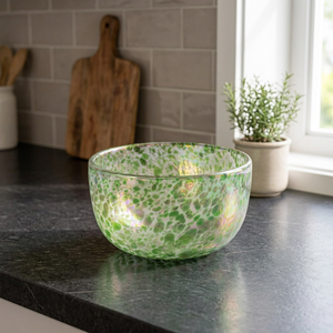 Bocal à bougie cylindrique sans pied en verre à pois colorés fait main, support de bougie pour décoration de Noël, recyclable - Product Image 2