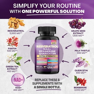 Suplemento 14 en 1, Suplemento Nad, 60 Cápsulas, Suplemento de Trans-Resveratrol 1000Mg, Cápsulas de Resveratrol - Product Image 3
