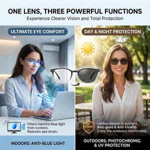 Gafas fotocromáticas sin montura <span class=keywords><strong>Polygon</strong></span> con filtro de luz azul para mujer, niña, para computadora, juegos, antirreflejos, para pescar, interior, exterior, plateadas - Product Image 2
