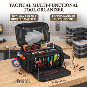 Bolsa de Herramientas Táctica Resistente OEM/ODM, Organizador de Almacenamiento de Herramientas Manuales para Electricistas con Múltiples Compartimentos, Bolsa de Trabajo - Product Image 1