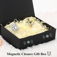 Boîte cadeau personnalisée, petite, noire, pliable, pour cosmétiques, mariage, anniversaire, demande en mariage, avec fermeture magnétique, pour bijoux