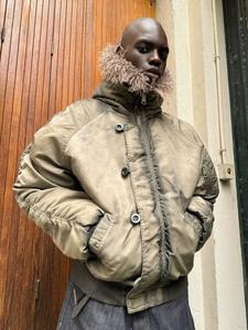 2025 ओम कस्टम कॉलर हूडेड फ्लाइट जैकेट भारी धोया गया - Product Image 3