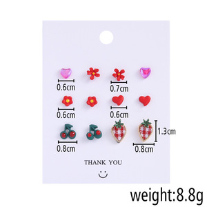 Ensemble de boucles d'oreilles en perles de style coréen, 6 paires, cœur, nœud, bijoux pour enfants, cadeau pour filles - Product Image 3