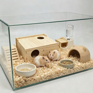 Abri de luxe multifonctionnel en bois massif pour petits animaux : hébergement spacieux pour hérissons, souris, gerbilles et hamsters - Product Image 5