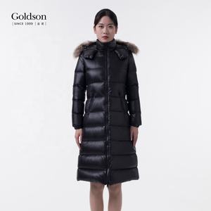 Chaqueta de ganso delgada de nuevo diseño 2021 para mujer, decoración de piel con capucha cálida de invierno, prendas de vestir exteriores informales transpirables impermeables de nailon - Product Image 3
