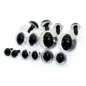 Occhi di animali di gatto in cristallo trasparente in plastica nera con pupilla ovale occhi rotondi per artigianato fai da te 12mm 15mm 16mm 18mm 25mm