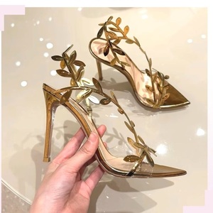 Sandalias de Tacón Alto Daifa Factory Golden Leaflet, Cómodas, Sexys, Antideslizantes, Tacón Delgado de 10cm, Punta en Pico, Moda de Verano - Product Image 5