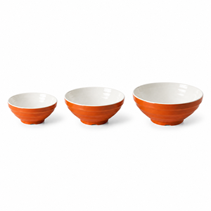 Ensemble de bols à nouilles en mélamine côtelée écologique sur mesure, couleur orange brûlé à l'extérieur, blanc à l'intérieur, vaisselle asiatique - Product Image 2