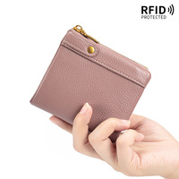 Portefeuille court multifonctionnel en cuir véritable gaufré, nouveau style européen et américain, pour hommes et femmes, porte-monnaie