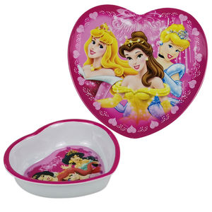 Juego de Plato y Tazón de Melamina para Niños, Estilo Corazón Rosa - Product Image 2
