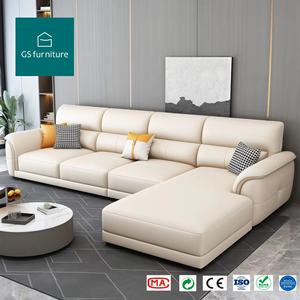 Juego de Sofás Nórdicos de Cuero Genuino, Fila Recta, Piel de Vaca de Primera Capa, Forma Rectangular para Sala de Estar, Gimnasio, Apartamento, Relleno de Esponja - Product Image 1