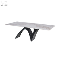Table de salle à manger moderne nordique de luxe, 4 places, table de salle à manger rectangulaire en pierre frittée de luxe, simple et haut de gamme, plateau en marbre