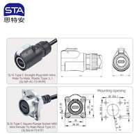 Conector Industrial Impermeable Tipo-C IP67 de Alta Velocidad para Montaje en Panel, Cable de Extensión de Datos USB 3.0 3.1 IP67 Hembra a Macho