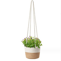 Panier suspendu tissé sur mesure, panier en paille pour plantes en pot