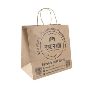 Custom Eco Friendly <b>Biodegradable</b> Brown Fast Food Snacks to Go Delivery Paper Bag Takeout <b>Packaging</b> Take Away Kraft Paper Bag - Product Image 1