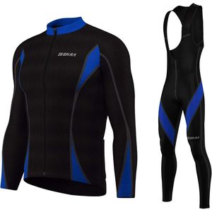 Deekra Cycling Bib <b>Tight</b> And Jersey Set Thermal <b>Winter</b> Long Sleeve Men's Black Blue XX-Large - Product Image 1