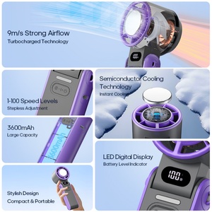 พัดลมพกพาแบบชาร์จไฟได้ 3600mAh พัดลมมือถือไฟฟ้าขนาดเล็ก พัดลมเทอร์โบพับได้ความเร็วสูง - Product Image 6