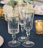 Verre à vin à bord argenté pour banquet, gobelet en cristal à bord argenté, verre à vin pour mariage en extérieur