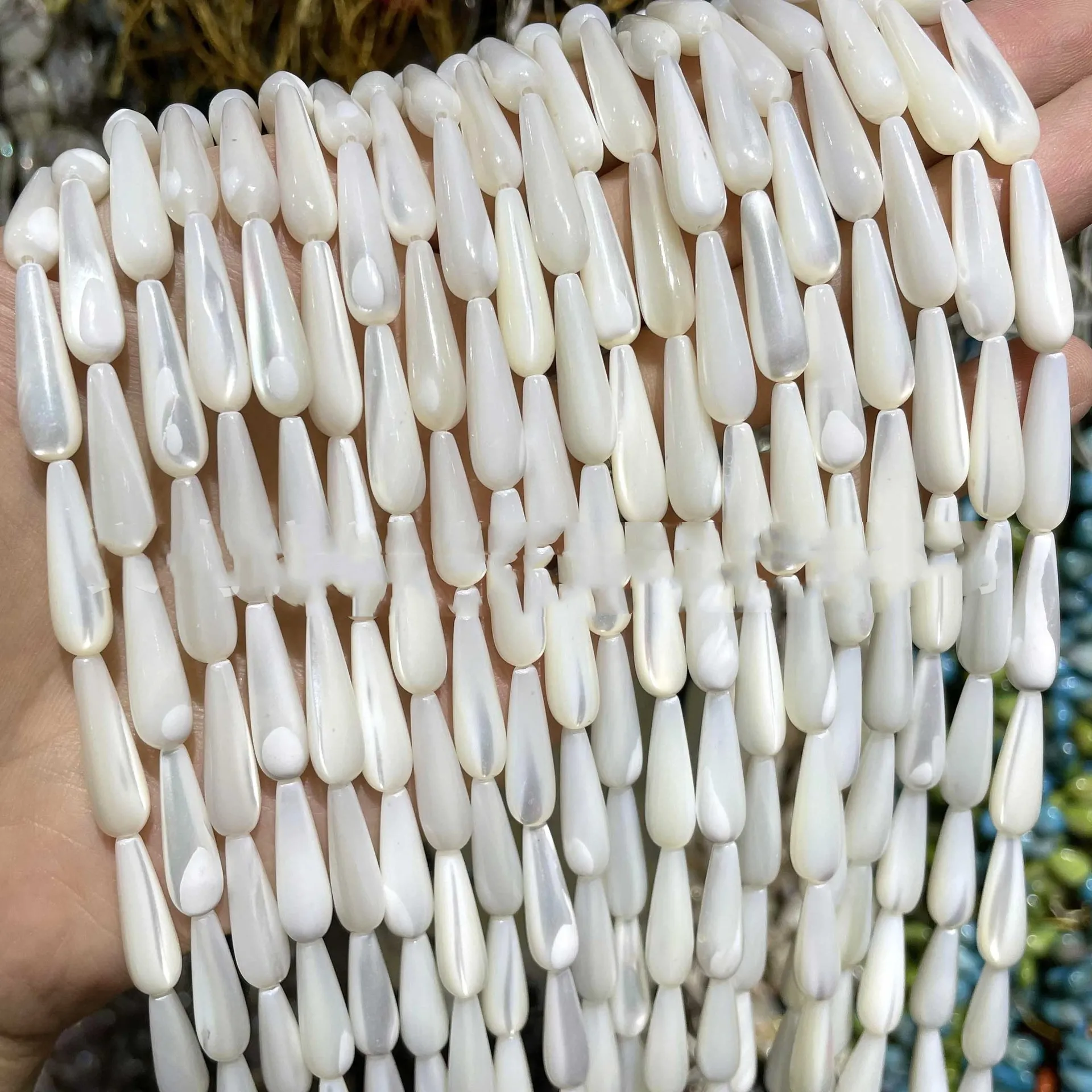 6×20mm Muschel-Wassertropfen-Perlen-Muskellperlen herzförmige Herz-Kreis-Reisperlen-Diy-Aufhänger-Ohrringe Schmuckzubehör