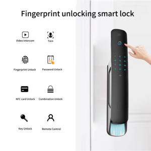 Fully Automatic <strong>Smart</strong> Door <strong>Lock</strong> Digital <strong>Lock</strong> Wifi Camera 3D Face Recognition Biometric <strong>Fingerprint</strong> Aluminum For Wood Cloud - Product Image 3