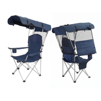 Chaise de camping et de pêche pliable avec auvent pare-soleil, cadre en acier durable et stable, logo personnalisé, vente en gros